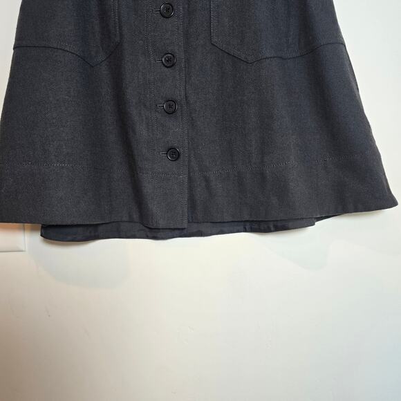 J.Crew Wool Blend Button-Front Mini Skirt Sz 4 S Gray Lined Patch Pockets Preppy - Picture 5 of 9